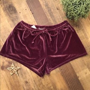 Vs Pink Burgundy Velour Sleep Shorts 